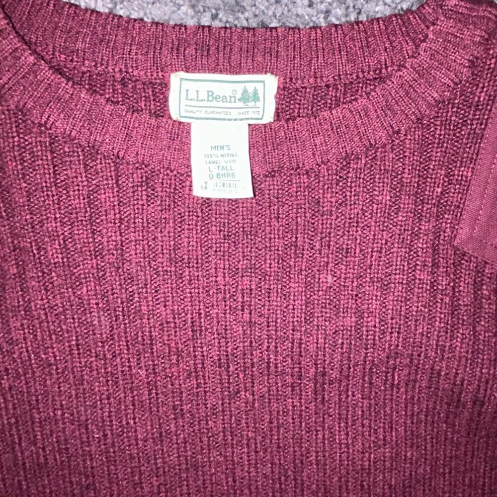 L.L.Bean Men's Merino Lambswool Commando Sweater Burgundy Size L-Tall L7